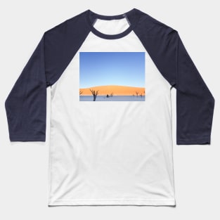 Sossusvlei dunes  landscape at Dead Vlei old trees, orange dunes dead tree and tourist in silhouette on salt pan Baseball T-Shirt